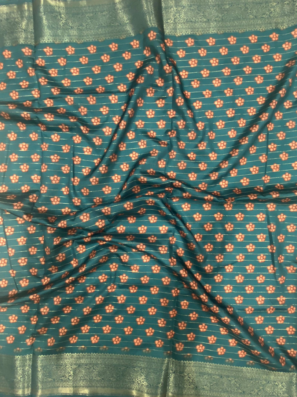 Denim Blue Banarasi Silk Digital Printed Saree