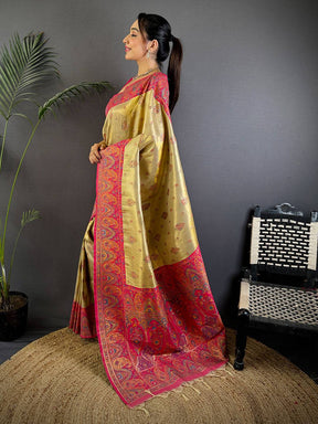 Golden Glow Dharmavaram Silk Saree
