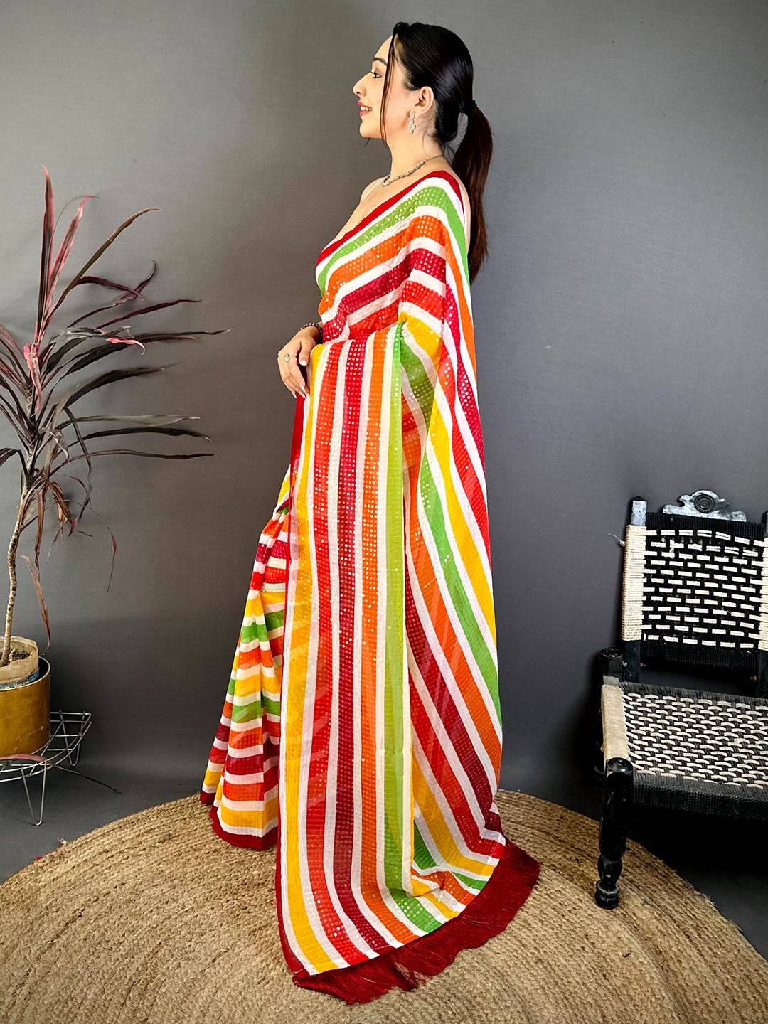 Radiant Glitter Sequin Soft Georgette Saree