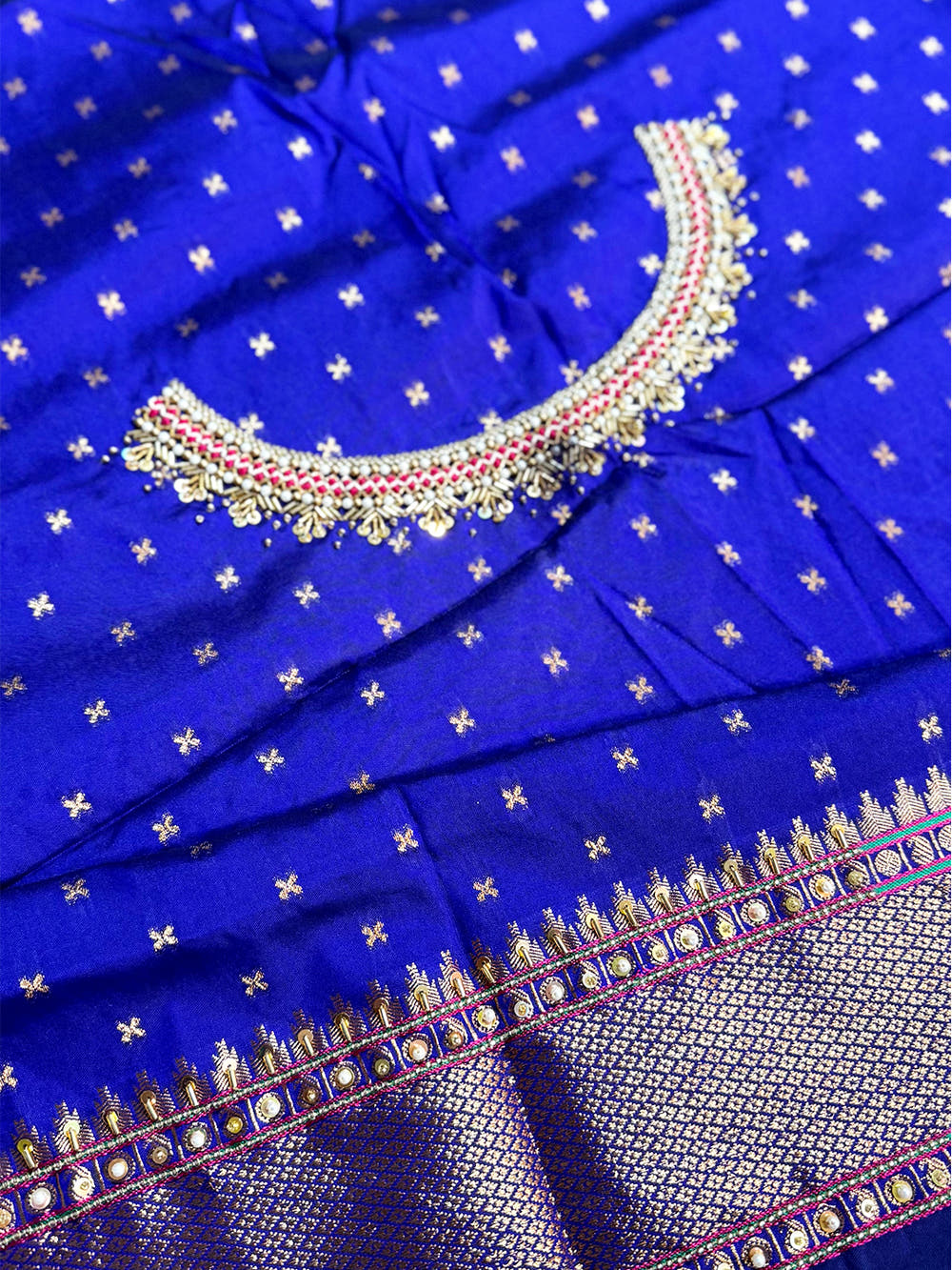 Purple Copper Zari Woven Soft Silk Paithani Saree With Maggam Blouse