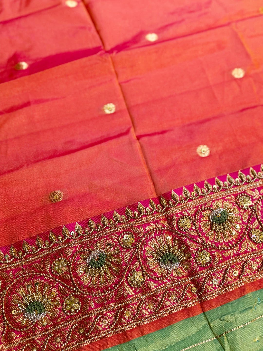 Green Minakari Butti Zari Tissue Saree With Maggam Blouse