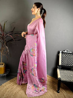 Vibrant Applique Pearl Embroidered Saree