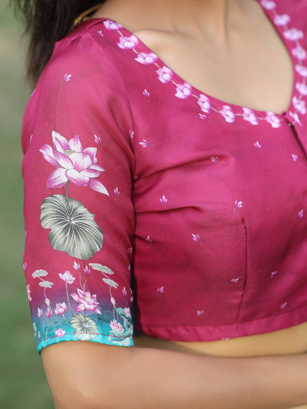 Stylish Satin Georgette Light Peach Colour Hand Print Saree