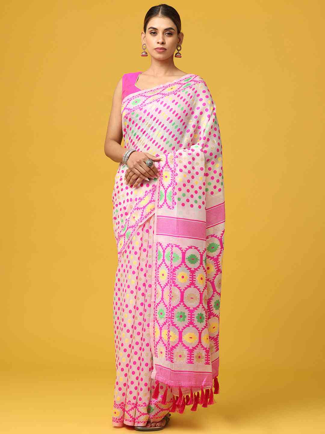  Dhakai Jamdani Cotton Silk Saree