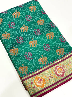 Elegant Sky Blue Pochampally Patola Silk Saree
