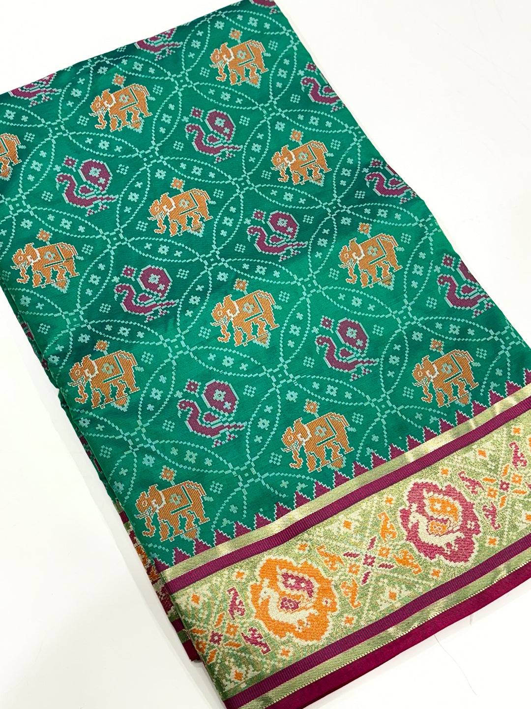 Elegant Sky Blue Pochampally Patola Silk Saree