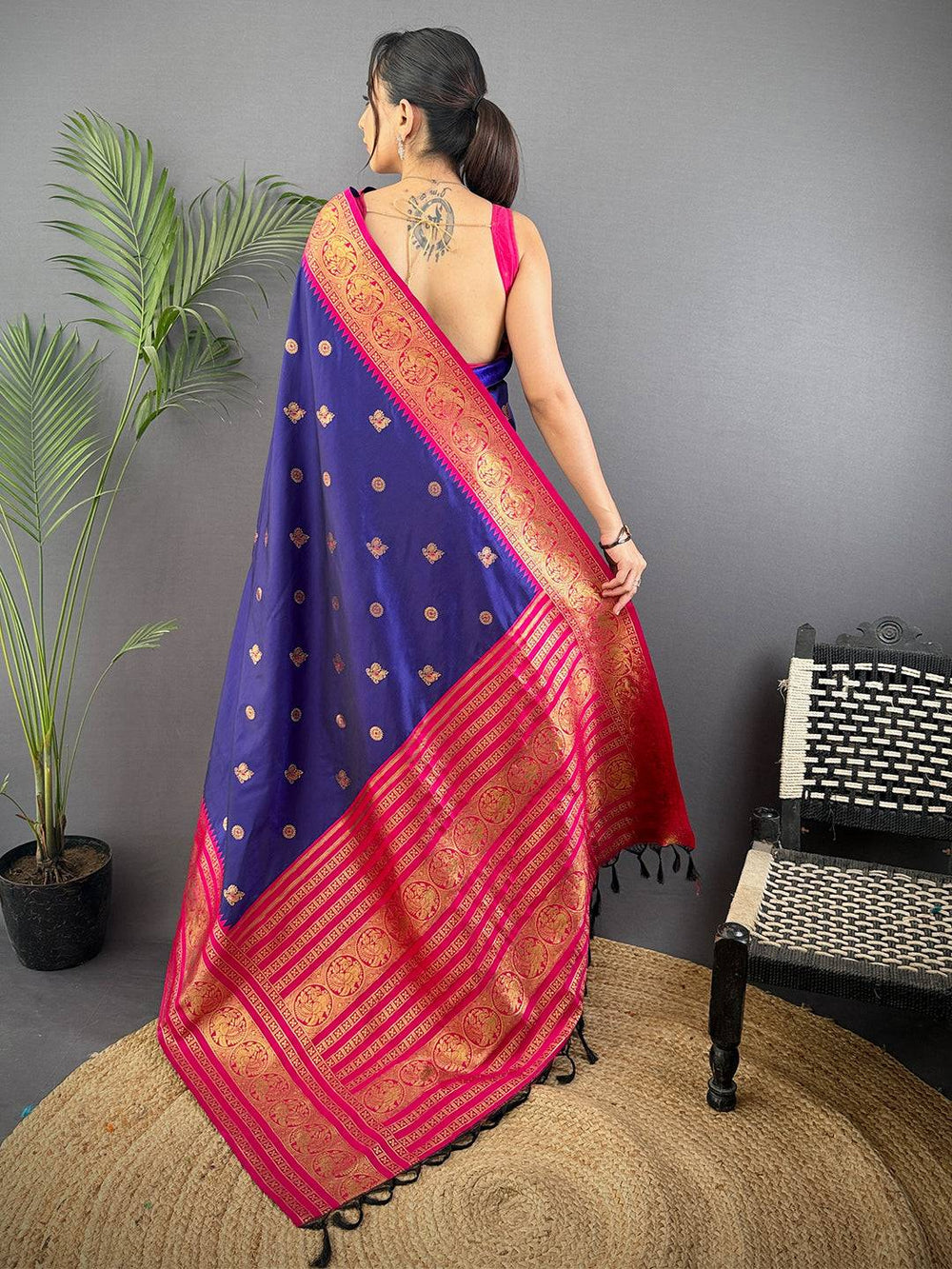 Purple Soft Gadwal Silk Saree
