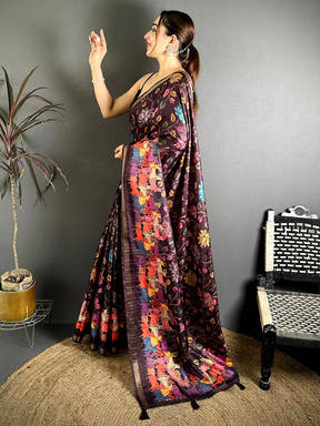 Radiance Ghicha Tussar Pen Kalamkari Saree