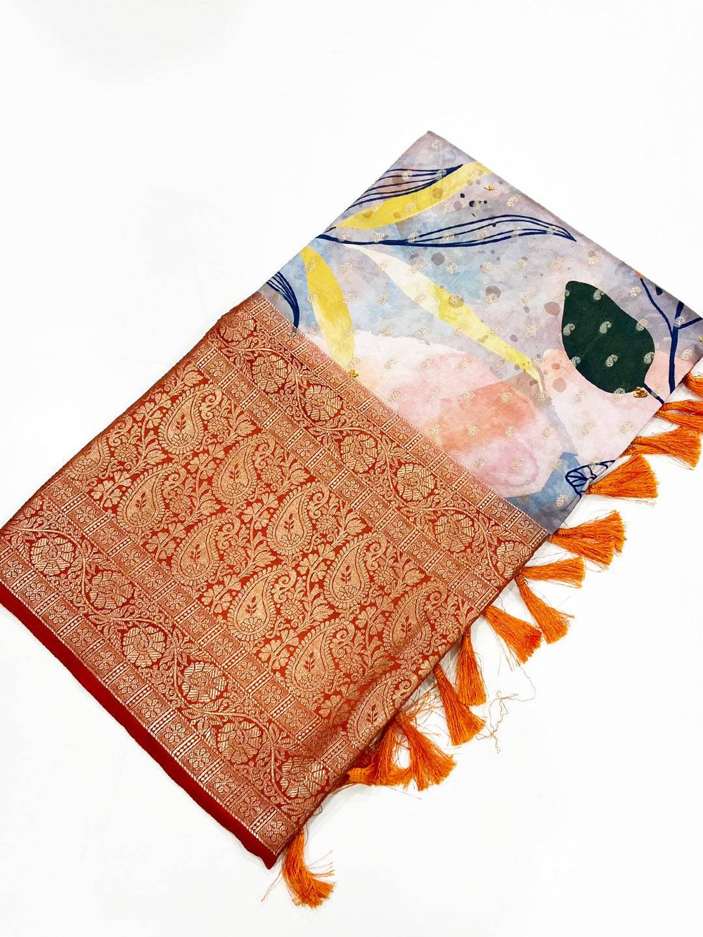 Artistry Banarasi Silk Floral Print Saree