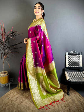 Regal Magenta Soft Silk Gadwal Saree