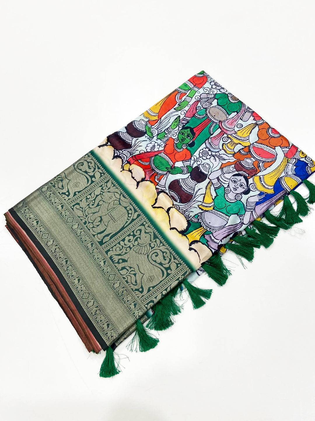 Tradition Kalamkari Printed Banarasi Saree