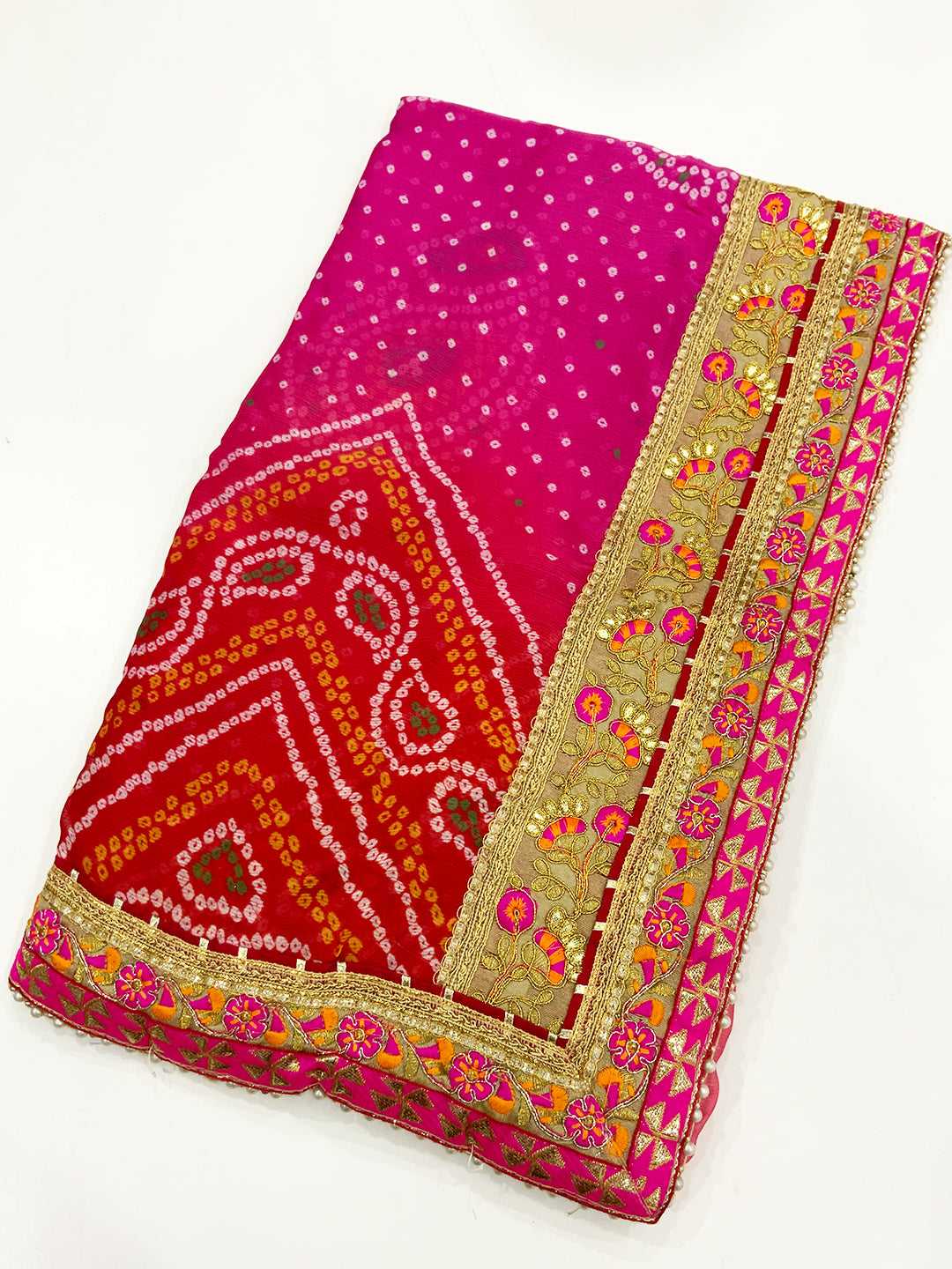 Opulent Chinnon Chiffon Bandhej Saree