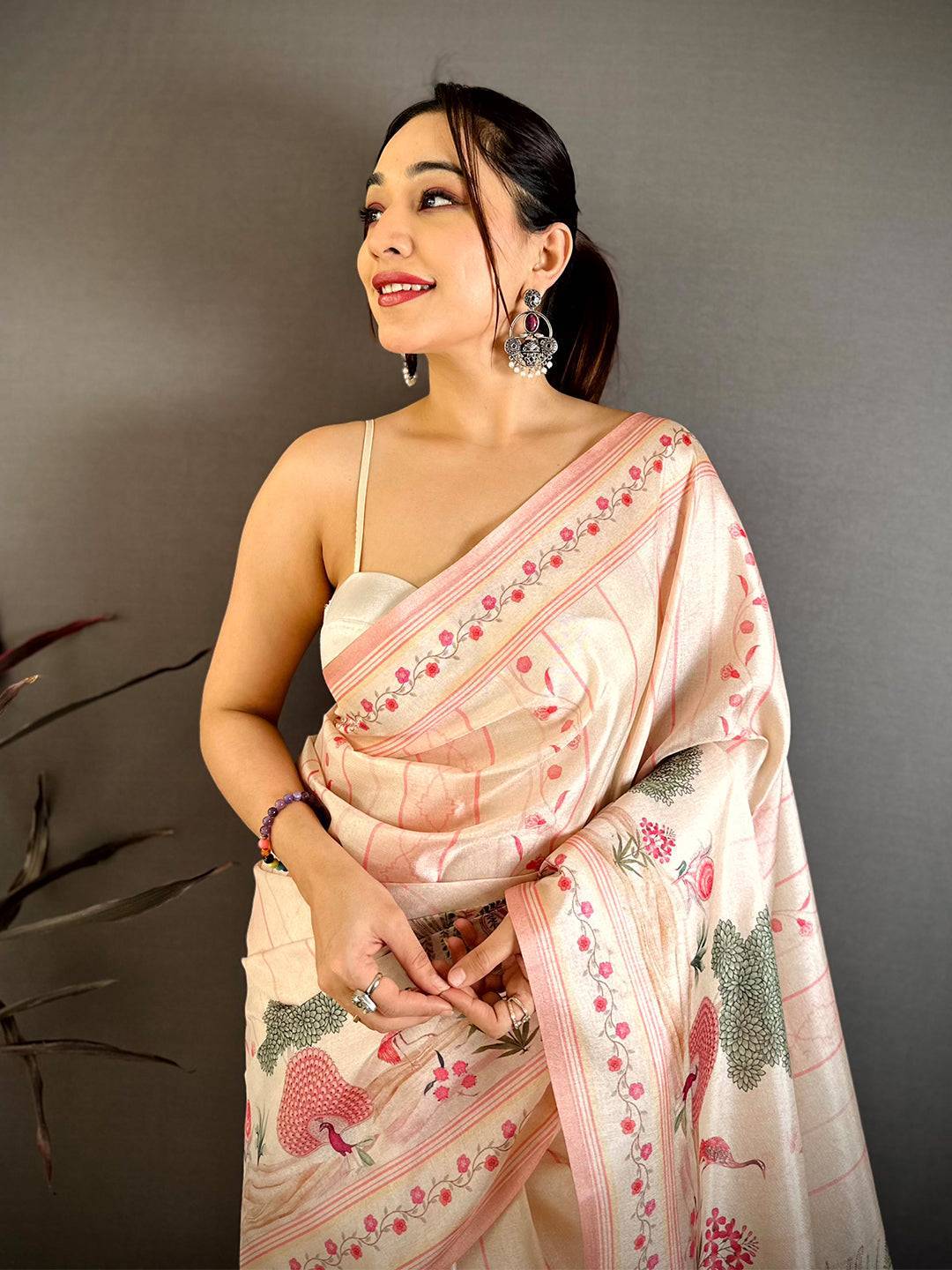 Elegant Pichwai Peacock Tussar Saree