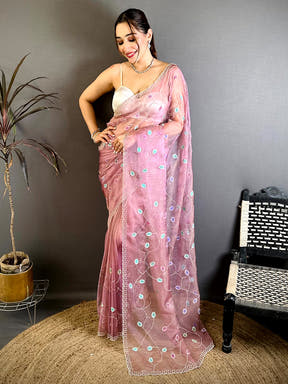 Elegant Zarkond Work Zari Tissue Saree – view 2
