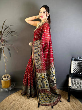 Radiant Mul Cotton Ikkat Pochampally Print Saree