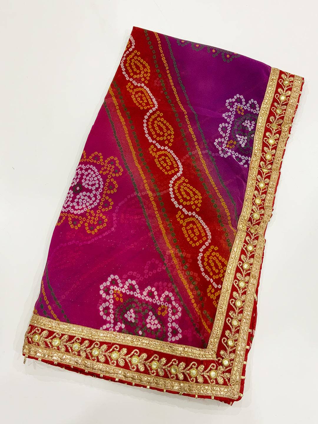 Heritage Foil Work Bandhej Saree