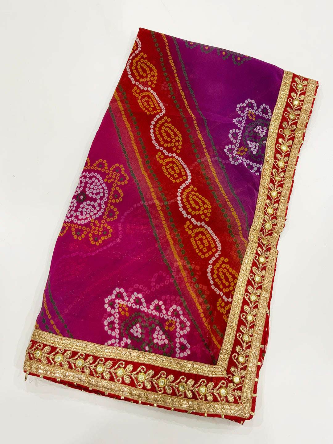 Heritage Foil Work Bandhej Saree