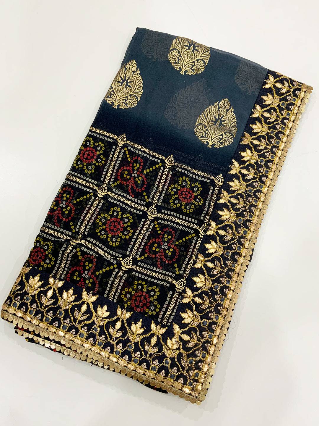 Exclusive Bandhej Foil Work Saree