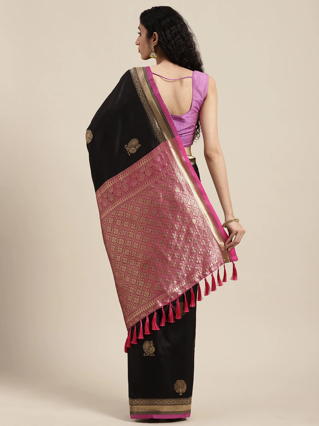 Banarasi Black Colour Silk Blend Woven Design Saree