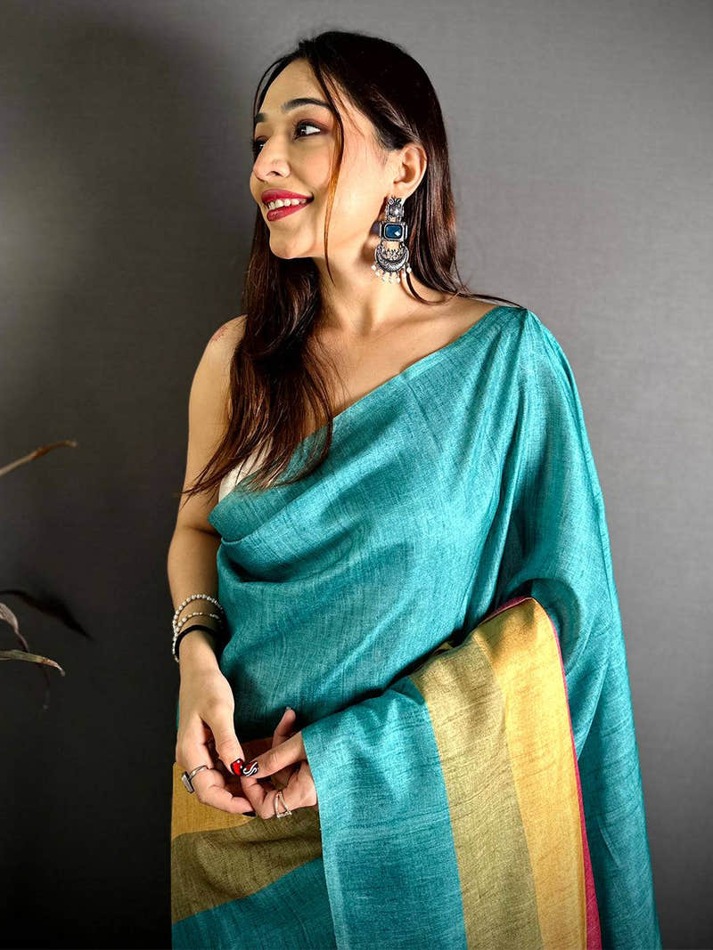 Radiant Ghicha Stripe Digital Tussar Saree
