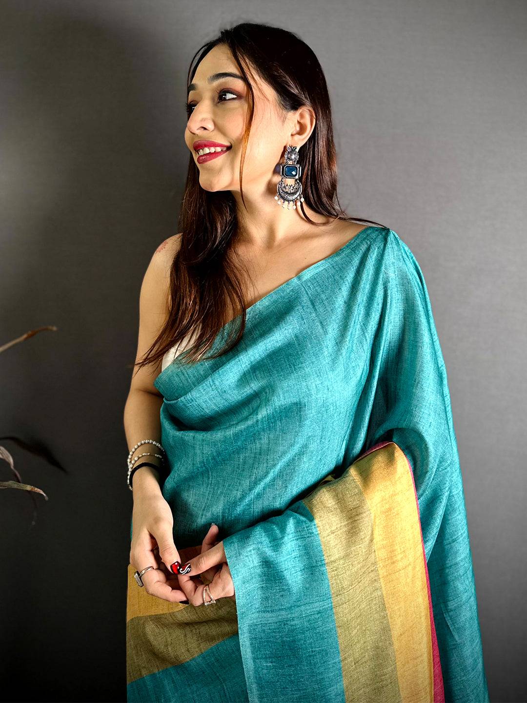 Radiant Ghicha Stripe Digital Tussar Saree