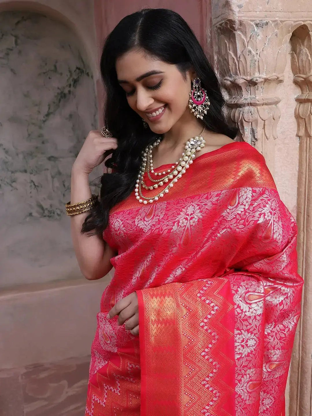Kanjivaram Silk Saree With Zari Work 