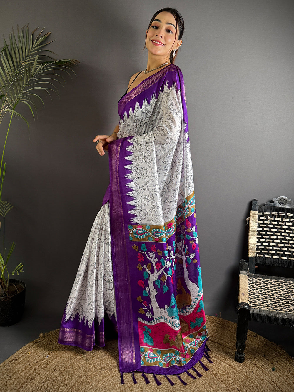 Graceful Pichwai Printed Dola Silk Saree