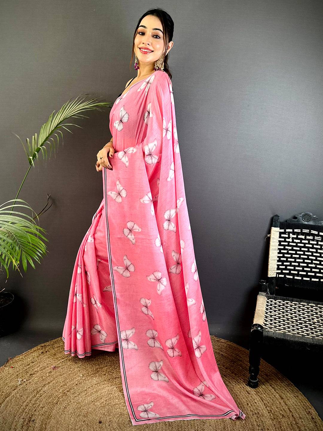 Festive Soft Chinnon Chiffon Floral Saree