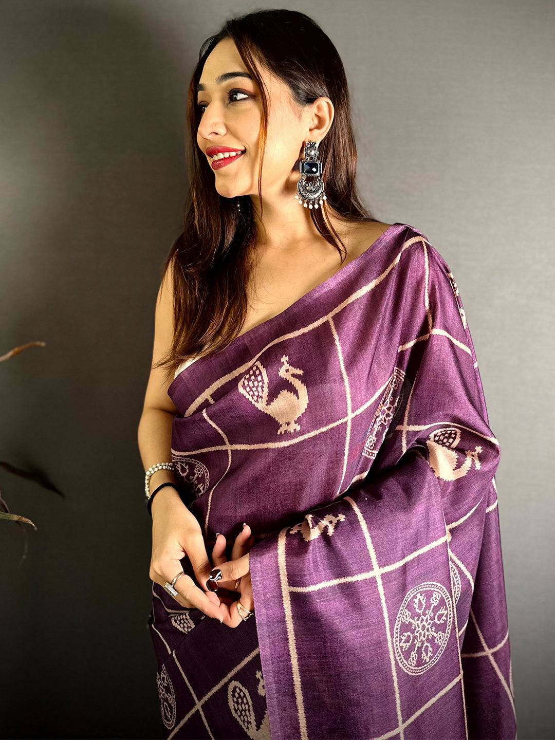 Classic Ikkat Motif Tussar Saree