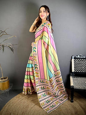 Tussar Patola Print Cutwork Border Saree