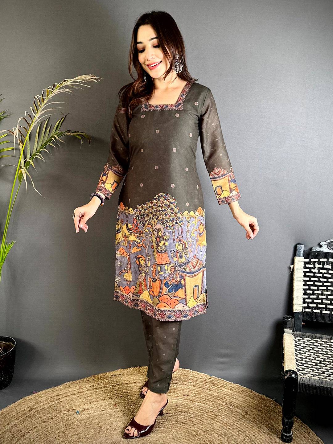 Kalamkari Square Neck Mul Kurti


