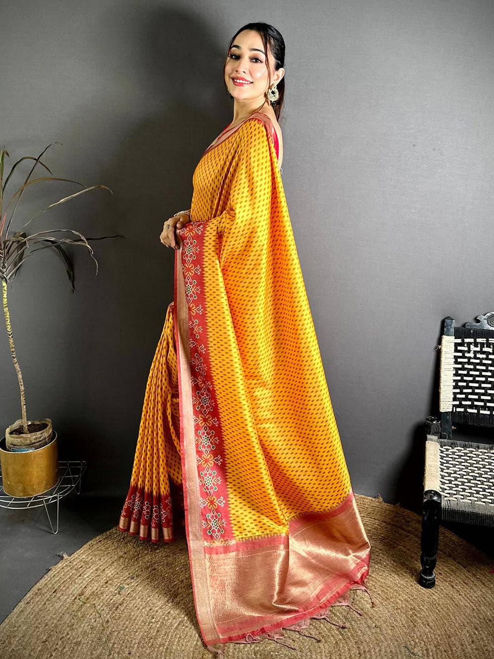 Radiant Ikkat Gaji Lakda Patta Silk Saree