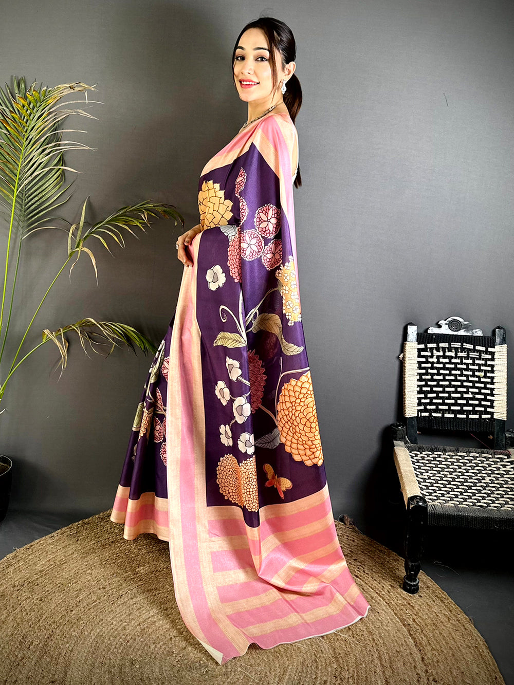 Radiant Tussar Silk Gadwal Border Saree