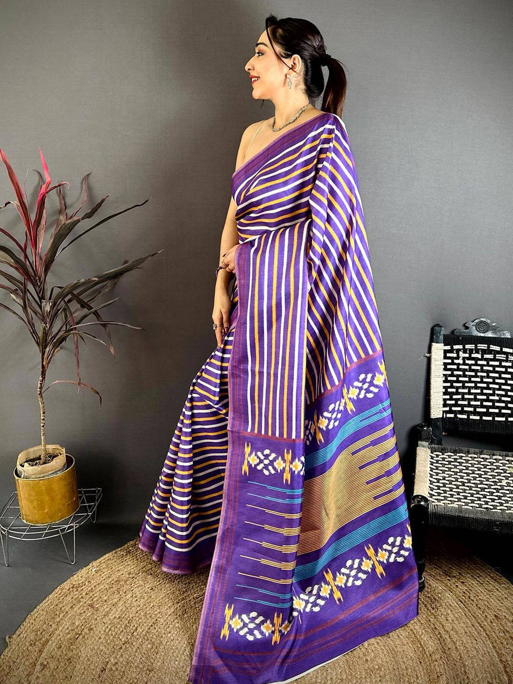 Striped Grace Soft Tussar Saree