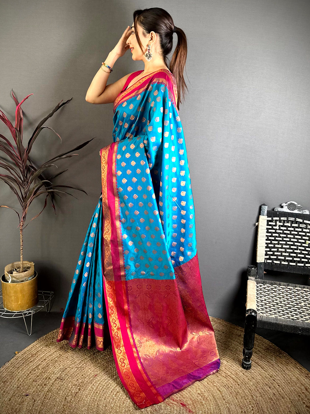 Opulent Bantex Border Banarasi Saree