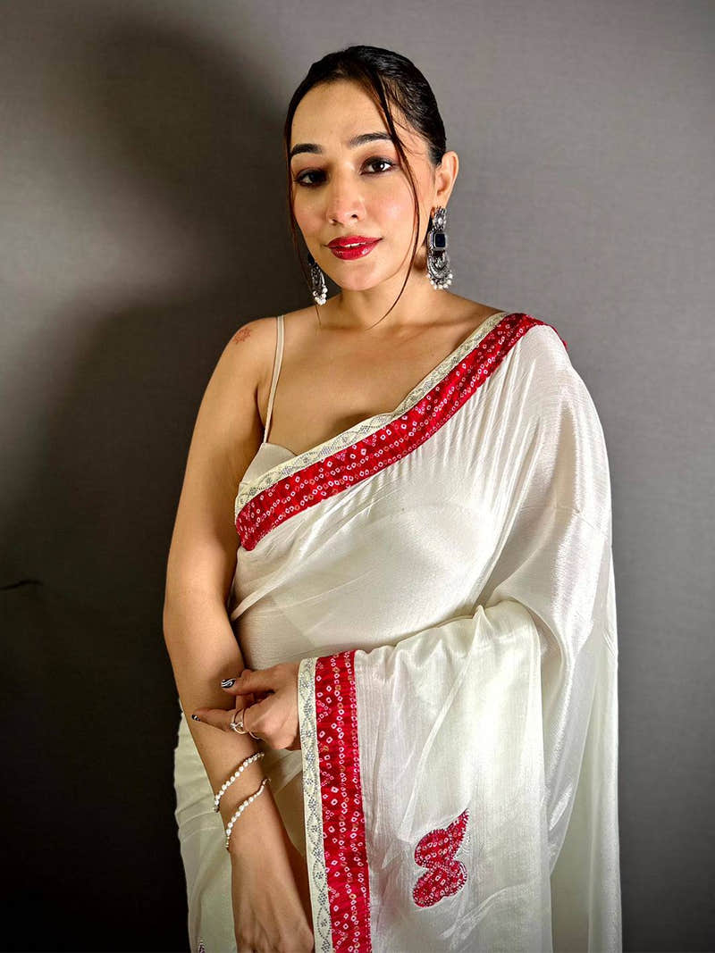 Pink Soft Chinnon Butterfly Butta Saree
