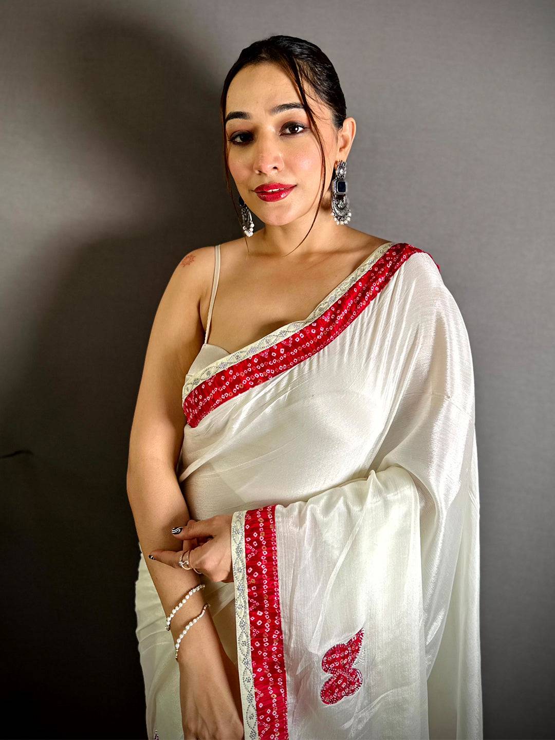 Pink Soft Chinnon Butterfly Butta Saree