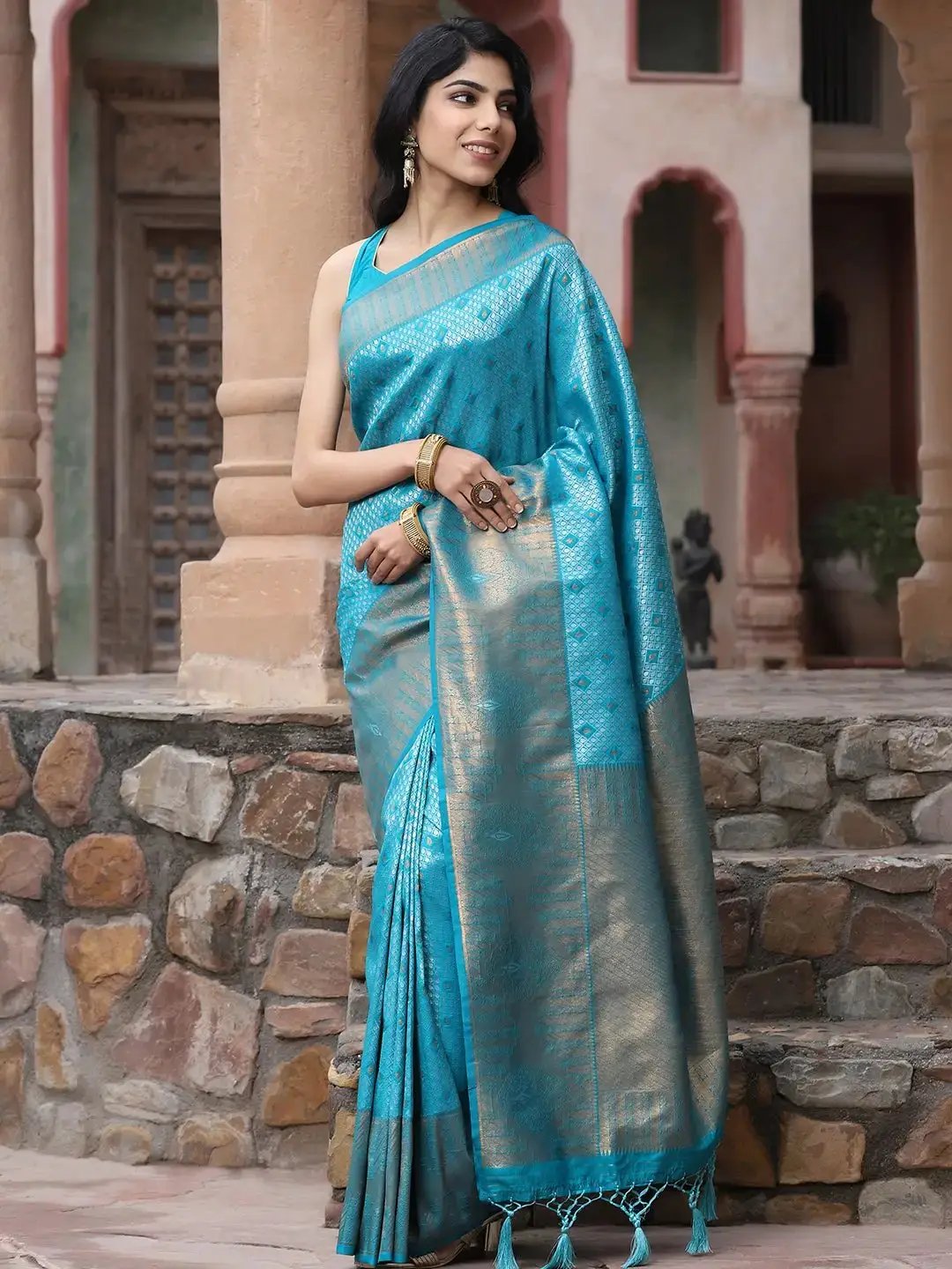  Kanjivaram Silk Saree With Zari Work