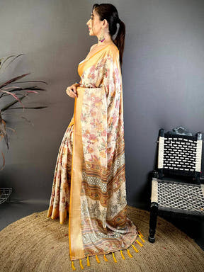 Classic Brasso Floral Weaving Saree