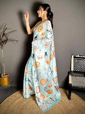 Elegant Diamond Work Chiffon Saree