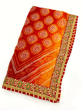 Regal Chiffon Foil Work Fancy Bandhej Saree