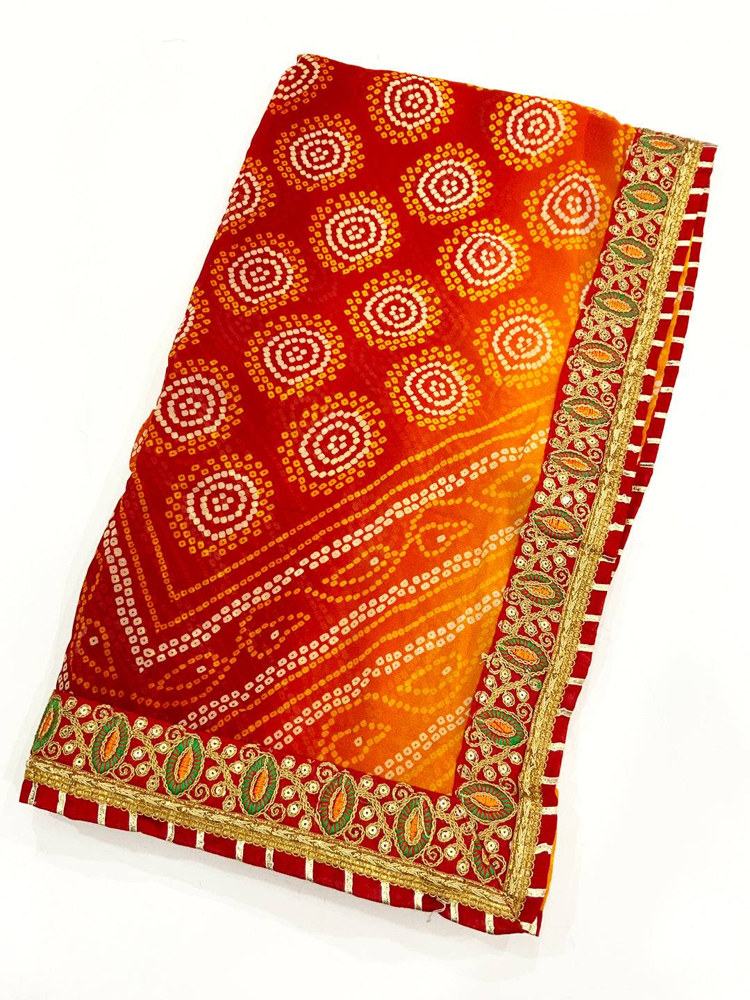 Regal Chiffon Foil Work Fancy Bandhej Saree