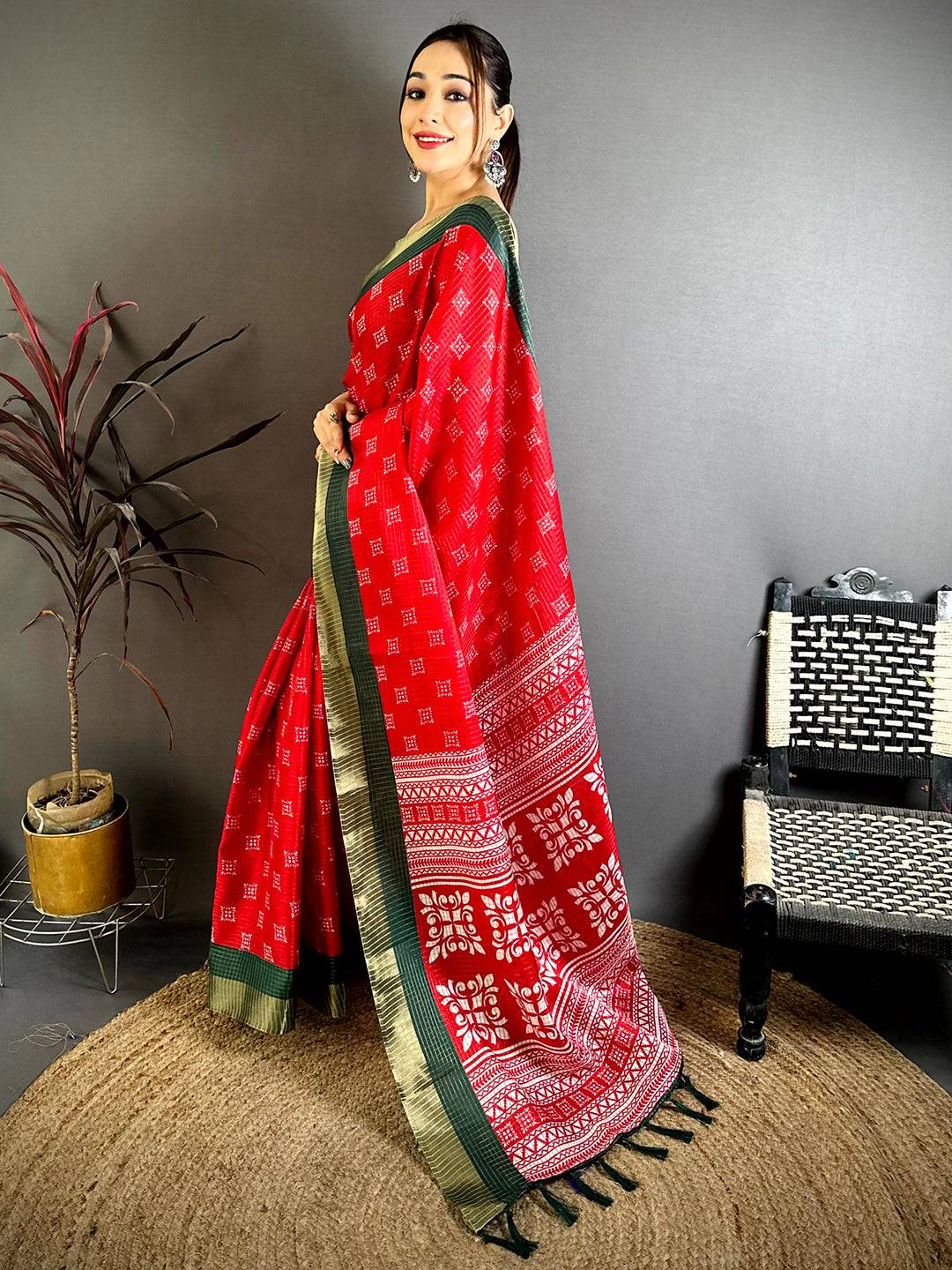 Radiant Tussar Black Zari Weave Saree