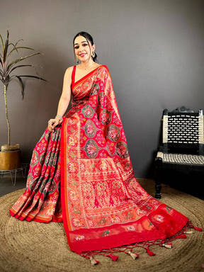 Red Patola Weave Soft Sami Silk Saree
