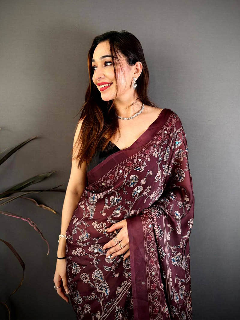 Radiance Soft Georgette Mirror Work Saree