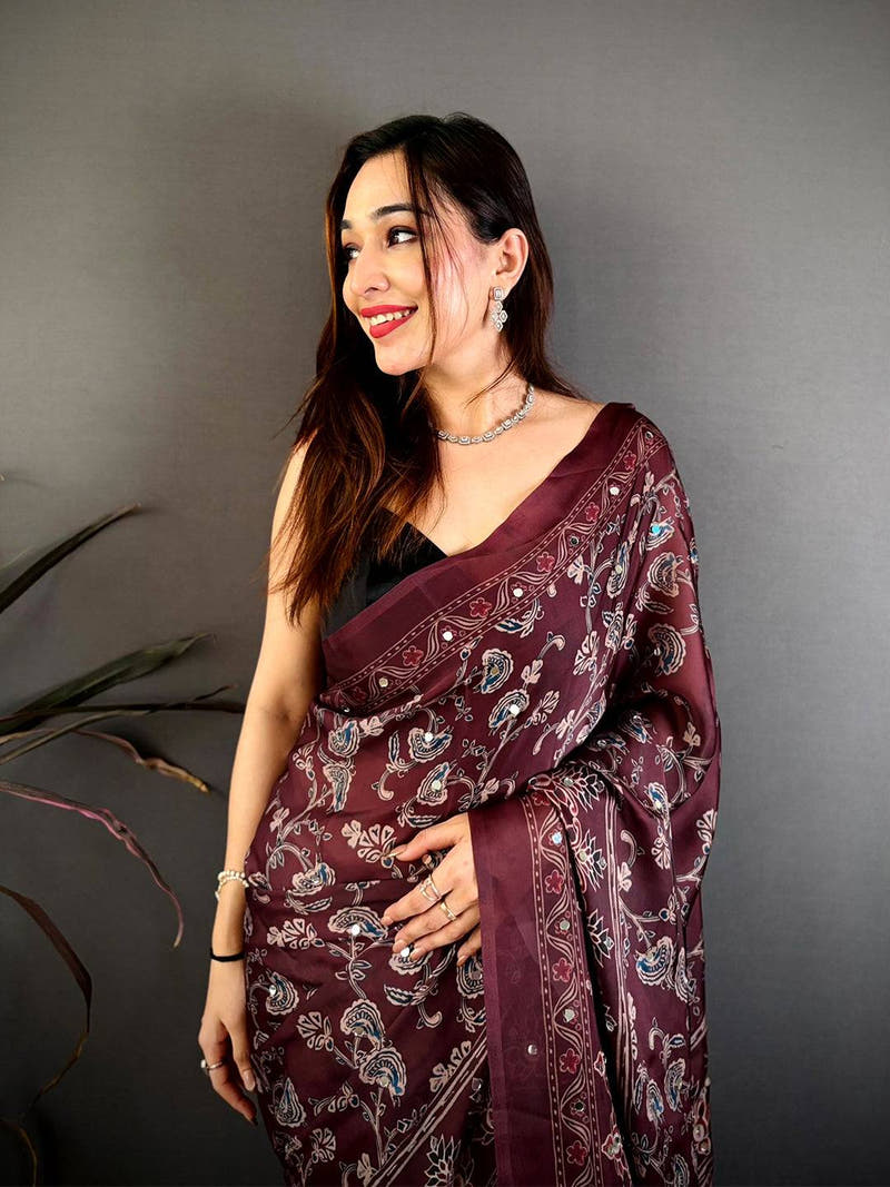 Radiance Soft Georgette Mirror Work Saree