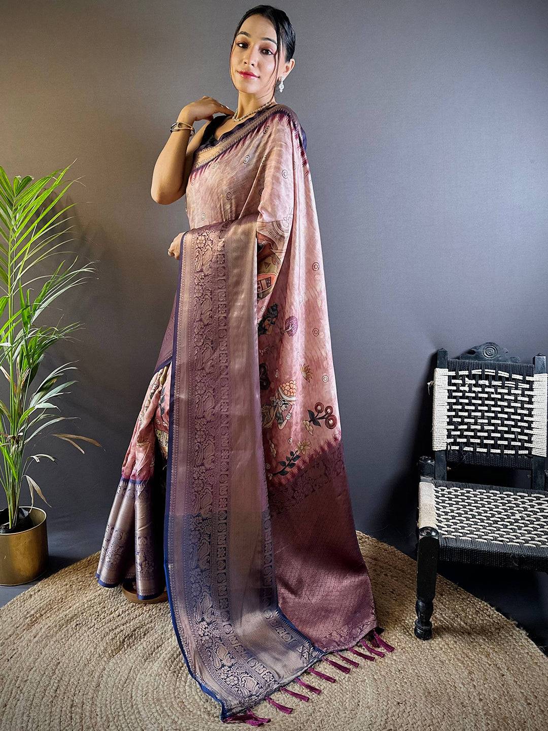 Intricate Soft Pink Banarasi Silk Saree