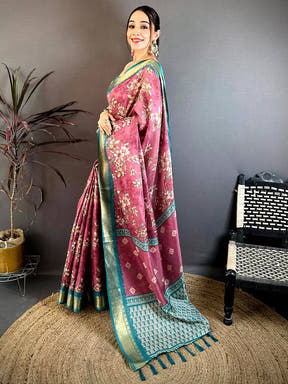 Regal Floral Printed Soft Dola Saree