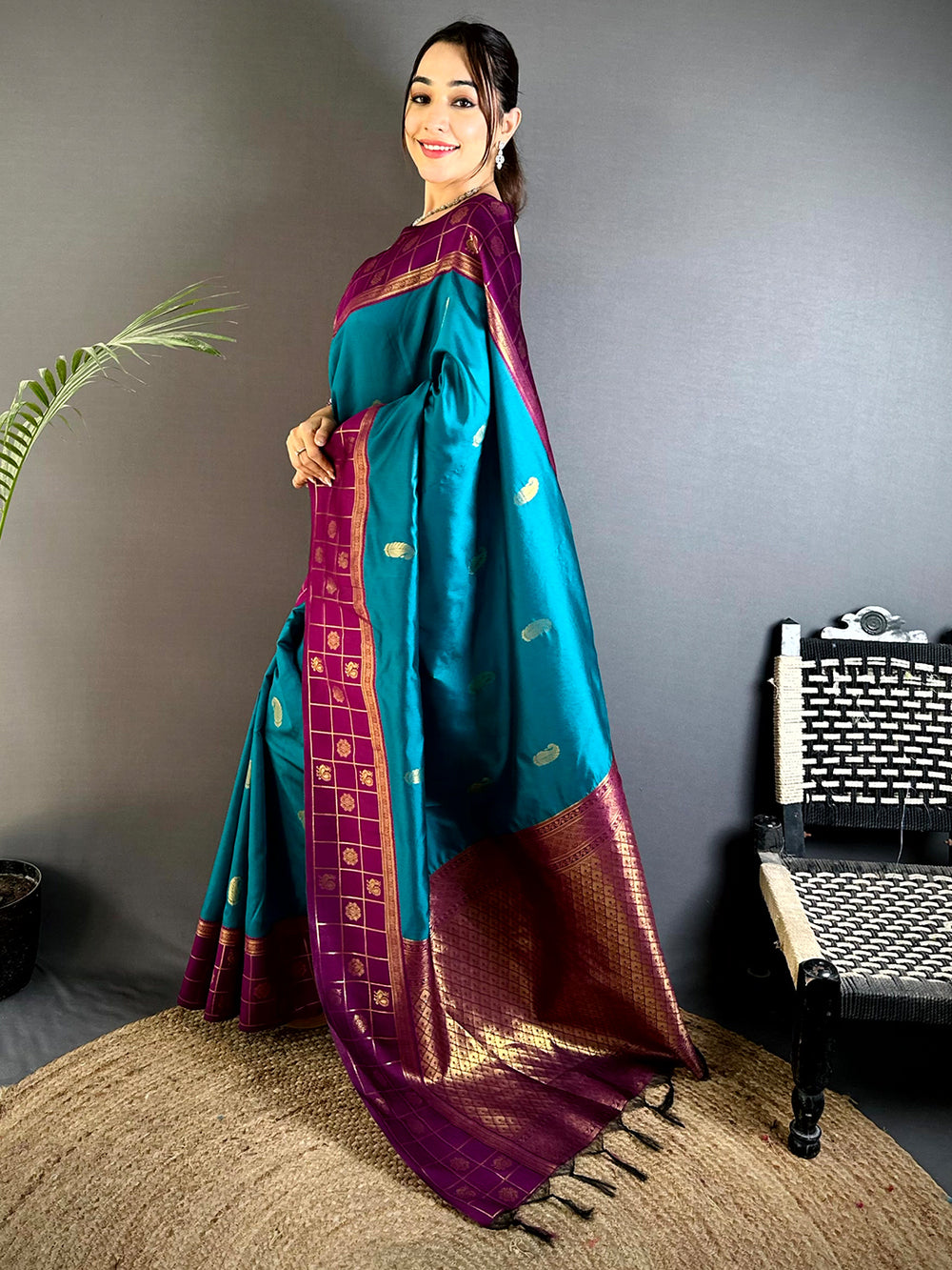 Peacock Aura Banarasi Katan Silk Saree
