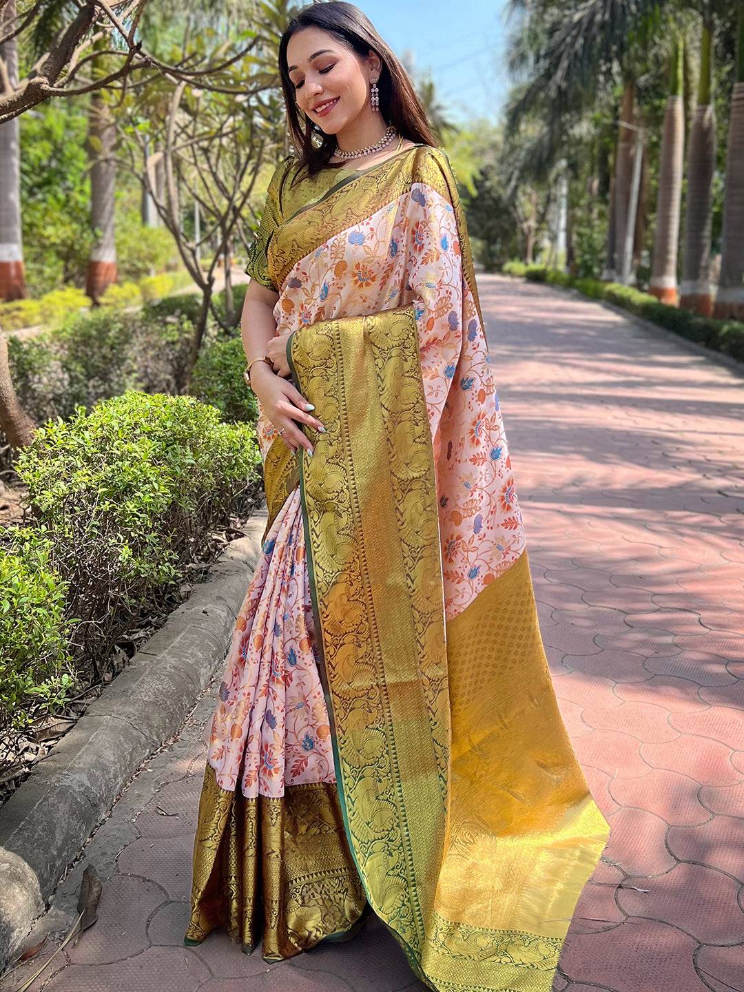 Festive Wear Chiku Banarasi Tissue Silk Saree